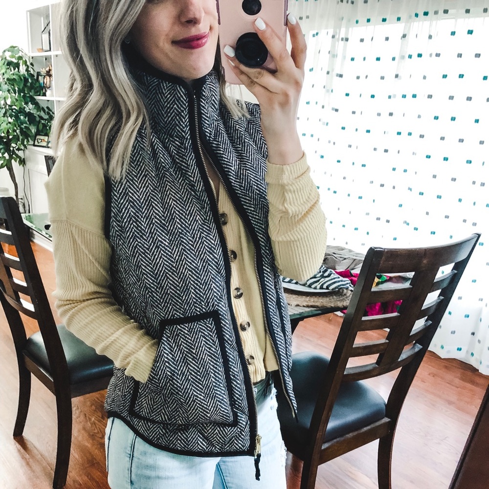 J. Crew Herringbone Puffer Vest XXS - Picture 5 of 8